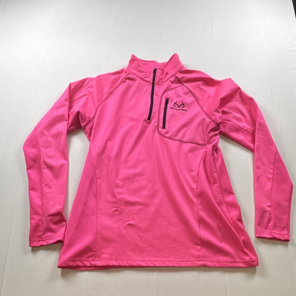 Realtree Women's Pink 1/4 Zip Long Sleeve Pullover Top Size L 42-44 in
